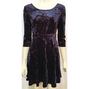 NWT Paper Crane Small Blue Velvet Skater Dress